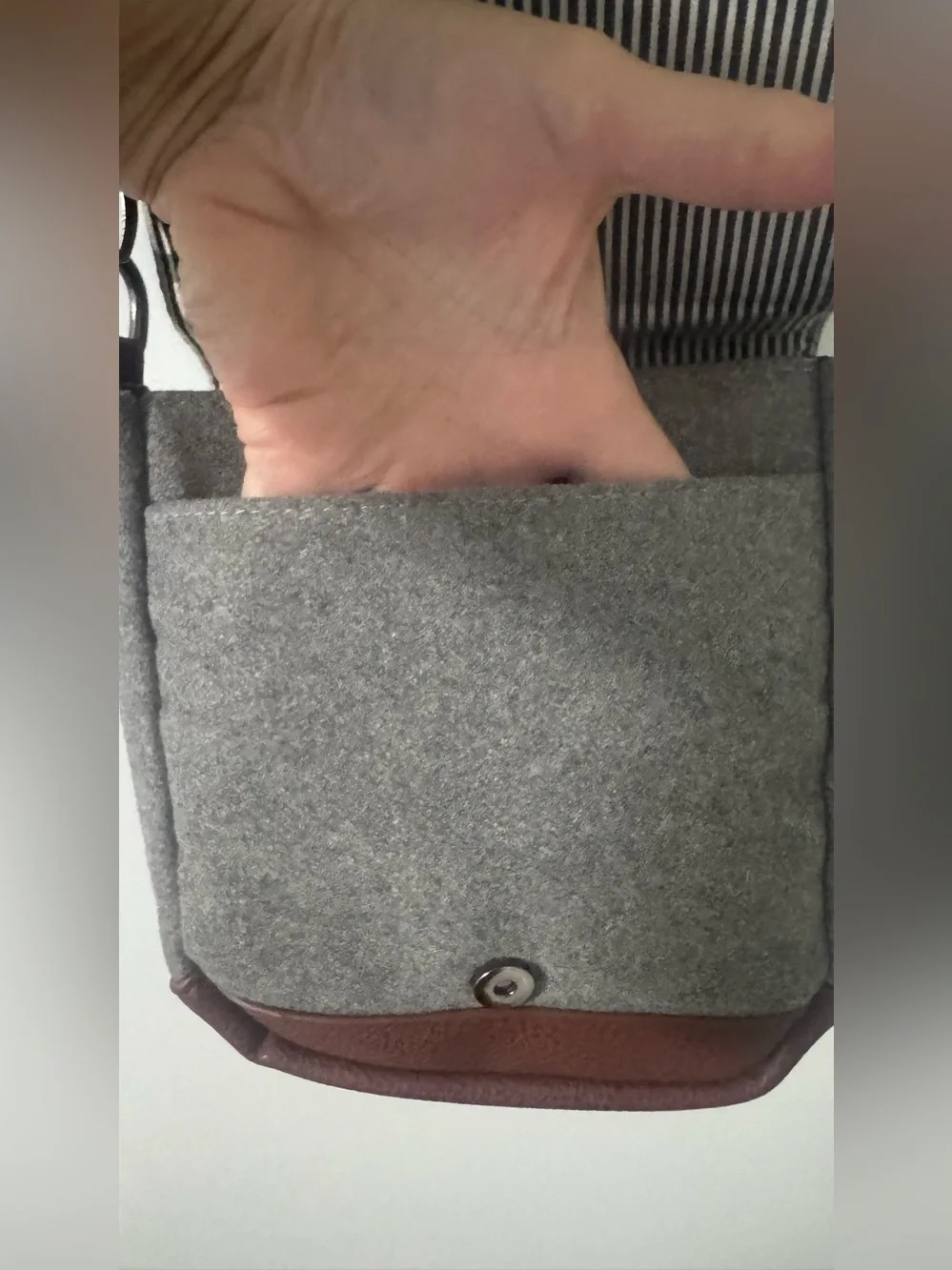 Something Strong Small Wool Messenger Crossbody Bag Gray/Brown